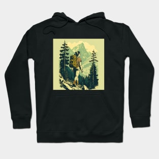 Woman Hiking in Forest Design, Adventure Mountain Hoodie